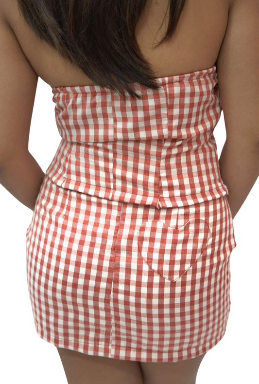 High Gingham Miniskirt